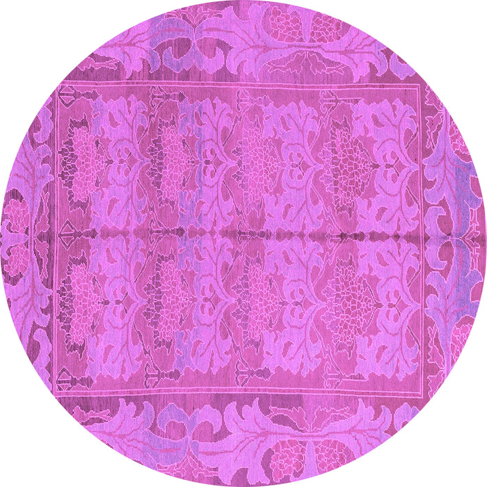 Round Abstract Purple Modern Rug, abs1671pur