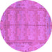 Round Abstract Purple Modern Rug, abs1671pur