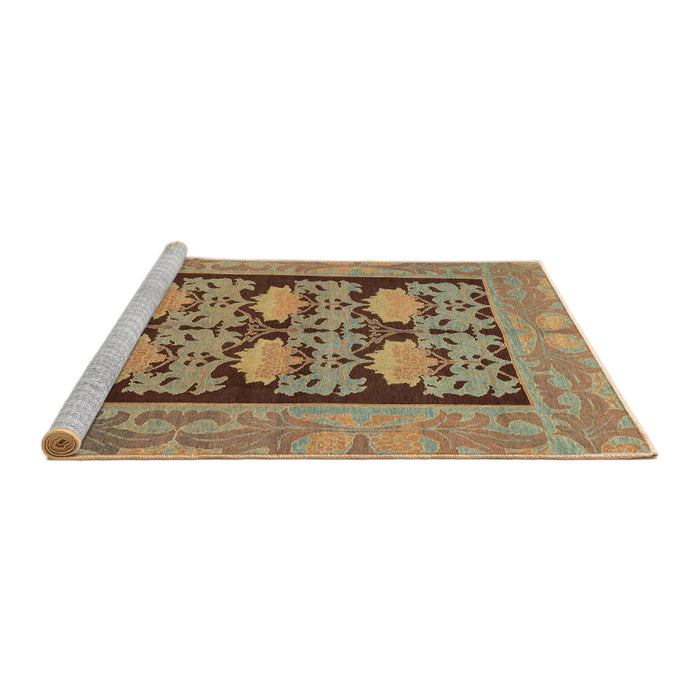 Sideview of Machine Washable Abstract Brass Green Rug, wshabs1672