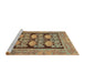 Sideview of Machine Washable Abstract Brass Green Rug, wshabs1672