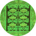 Round Machine Washable Abstract Green Modern Area Rugs, wshabs1672grn