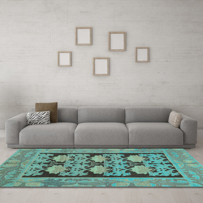 Machine Washable Abstract Light Blue Modern Rug in a Living Room, wshabs1672lblu