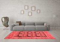 Machine Washable Abstract Red Modern Rug, wshabs1672red