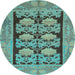 Round Machine Washable Abstract Light Blue Modern Rug, wshabs1672lblu