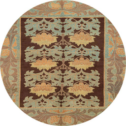 Round Abstract Copper Green Modern Rug, abs1672