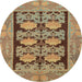 Round Abstract Copper Green Modern Rug, abs1672