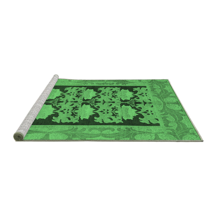 Sideview of Machine Washable Abstract Emerald Green Modern Area Rugs, wshabs1672emgrn