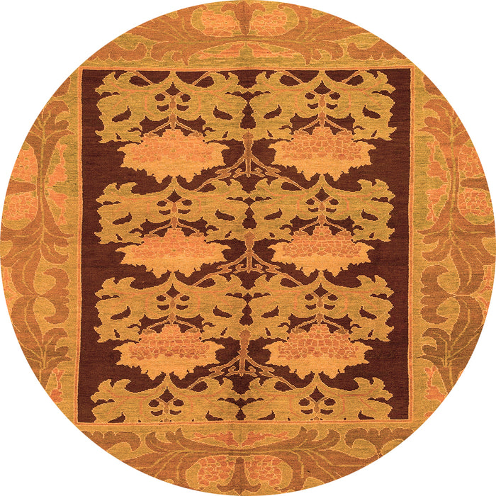 Round Abstract Orange Modern Rug, abs1672org