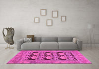 Machine Washable Abstract Pink Modern Rug, wshabs1672pnk