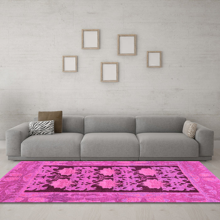 Machine Washable Abstract Pink Modern Rug in a Living Room, wshabs1672pnk