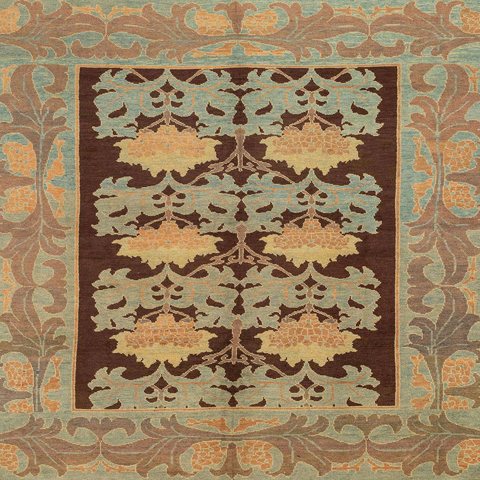 Square Abstract Copper Green Modern Rug, abs1672