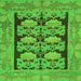 Square Machine Washable Abstract Green Modern Area Rugs, wshabs1672grn