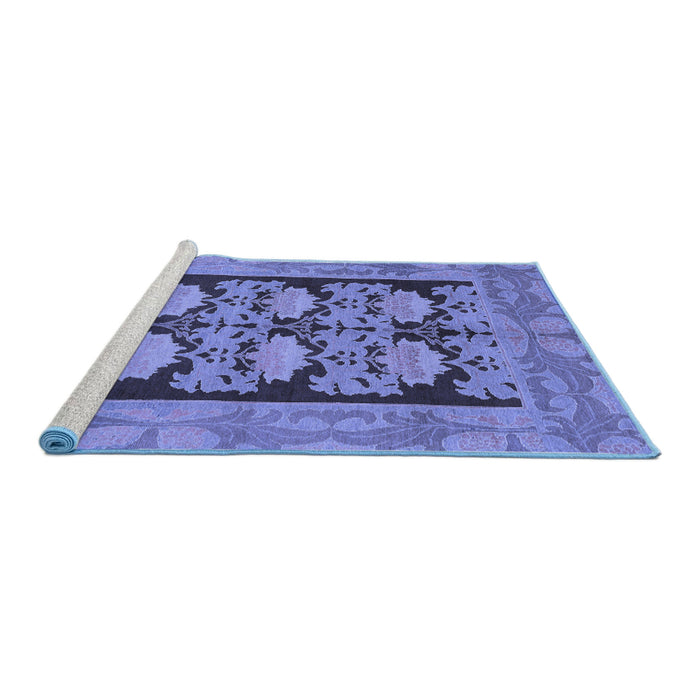 Sideview of Machine Washable Abstract Blue Modern Rug, wshabs1672blu