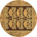 Round Abstract Brown Modern Rug, abs1672brn