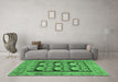 Machine Washable Abstract Emerald Green Modern Area Rugs in a Living Room,, wshabs1672emgrn