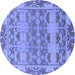 Round Machine Washable Abstract Blue Modern Rug, wshabs1673blu