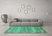 Machine Washable Abstract Turquoise Modern Area Rugs in a Living Room,, wshabs1673turq