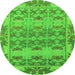 Round Machine Washable Abstract Green Modern Area Rugs, wshabs1673grn