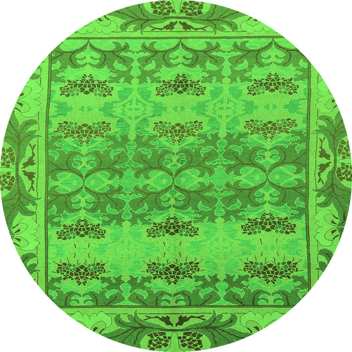Round Abstract Green Modern Rug, abs1673grn