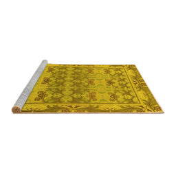 Sideview of Machine Washable Abstract Yellow Modern Rug, wshabs1673yw