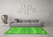 Machine Washable Abstract Green Modern Area Rugs in a Living Room,, wshabs1673grn