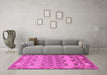 Machine Washable Abstract Pink Modern Rug in a Living Room, wshabs1673pnk