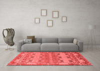 Machine Washable Abstract Red Modern Rug, wshabs1673red