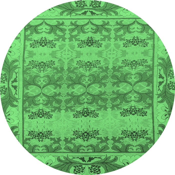 Round Abstract Emerald Green Modern Rug, abs1673emgrn
