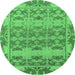 Round Abstract Emerald Green Modern Rug, abs1673emgrn