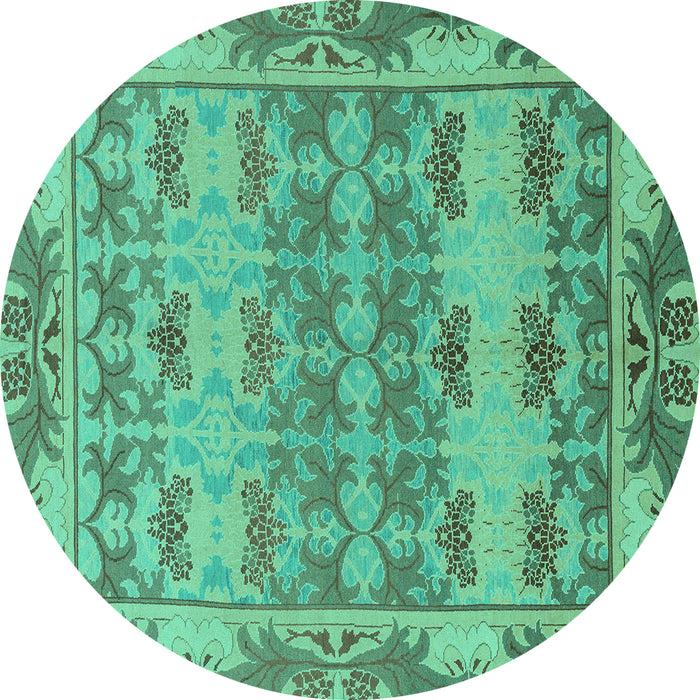 Round Machine Washable Abstract Turquoise Modern Area Rugs, wshabs1673turq