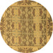 Round Abstract Brown Modern Rug, abs1673brn