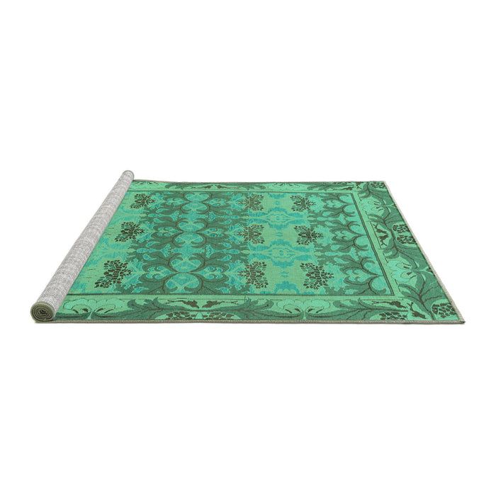 Sideview of Machine Washable Abstract Turquoise Modern Area Rugs, wshabs1673turq