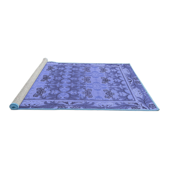 Sideview of Machine Washable Abstract Blue Modern Rug, wshabs1673blu