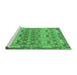 Sideview of Machine Washable Abstract Emerald Green Modern Area Rugs, wshabs1673emgrn