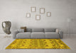 Machine Washable Abstract Yellow Modern Rug in a Living Room, wshabs1673yw