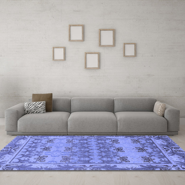Machine Washable Abstract Blue Modern Rug in a Living Room, wshabs1673blu