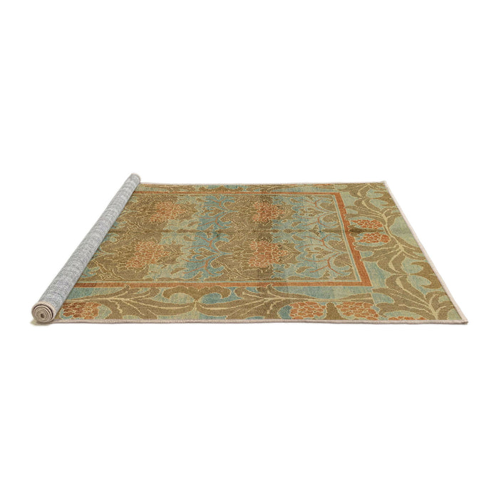 Sideview of Machine Washable Abstract Metallic Gold Rug, wshabs1674