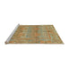 Sideview of Machine Washable Abstract Metallic Gold Rug, wshabs1674