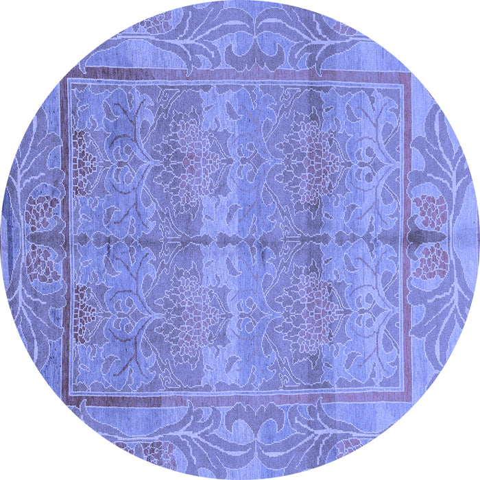 Round Machine Washable Oriental Blue Traditional Rug, wshabs1674blu