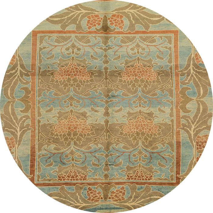 Round Abstract Metallic Gold Oriental Rug, abs1674