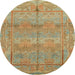 Round Abstract Metallic Gold Oriental Rug, abs1674