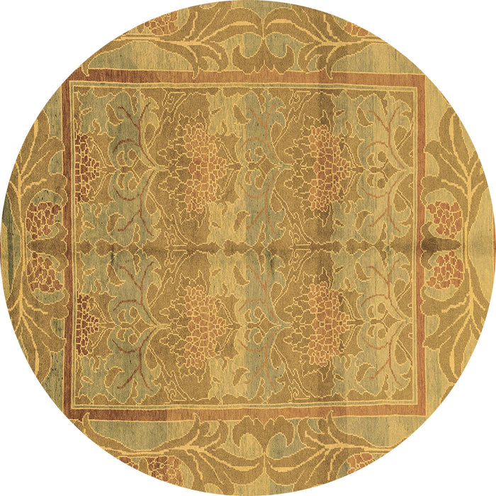 Round Oriental Brown Traditional Rug, abs1674brn