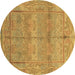 Round Oriental Brown Traditional Rug, abs1674brn