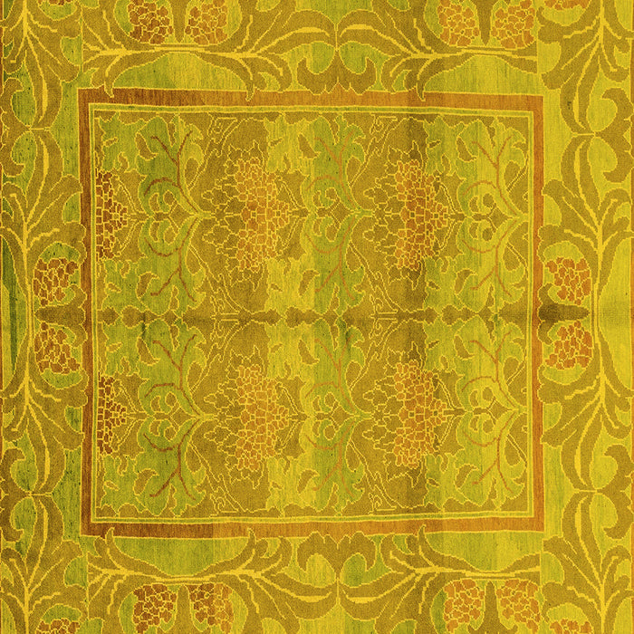 Square Machine Washable Oriental Yellow Traditional Rug, wshabs1674yw