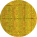 Round Oriental Yellow Traditional Rug, abs1674yw