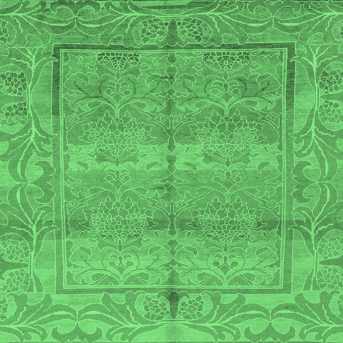 Square Machine Washable Oriental Emerald Green Traditional Area Rugs, wshabs1674emgrn