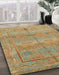 Abstract Metallic Gold Oriental Rug in Family Room, abs1674