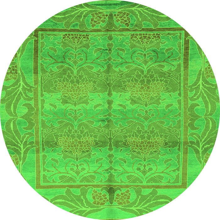 Round Oriental Green Traditional Rug, abs1674grn