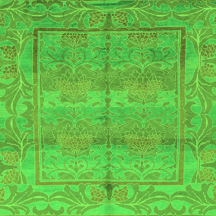 Square Machine Washable Oriental Green Traditional Area Rugs, wshabs1674grn