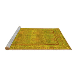 Sideview of Machine Washable Oriental Yellow Traditional Rug, wshabs1674yw